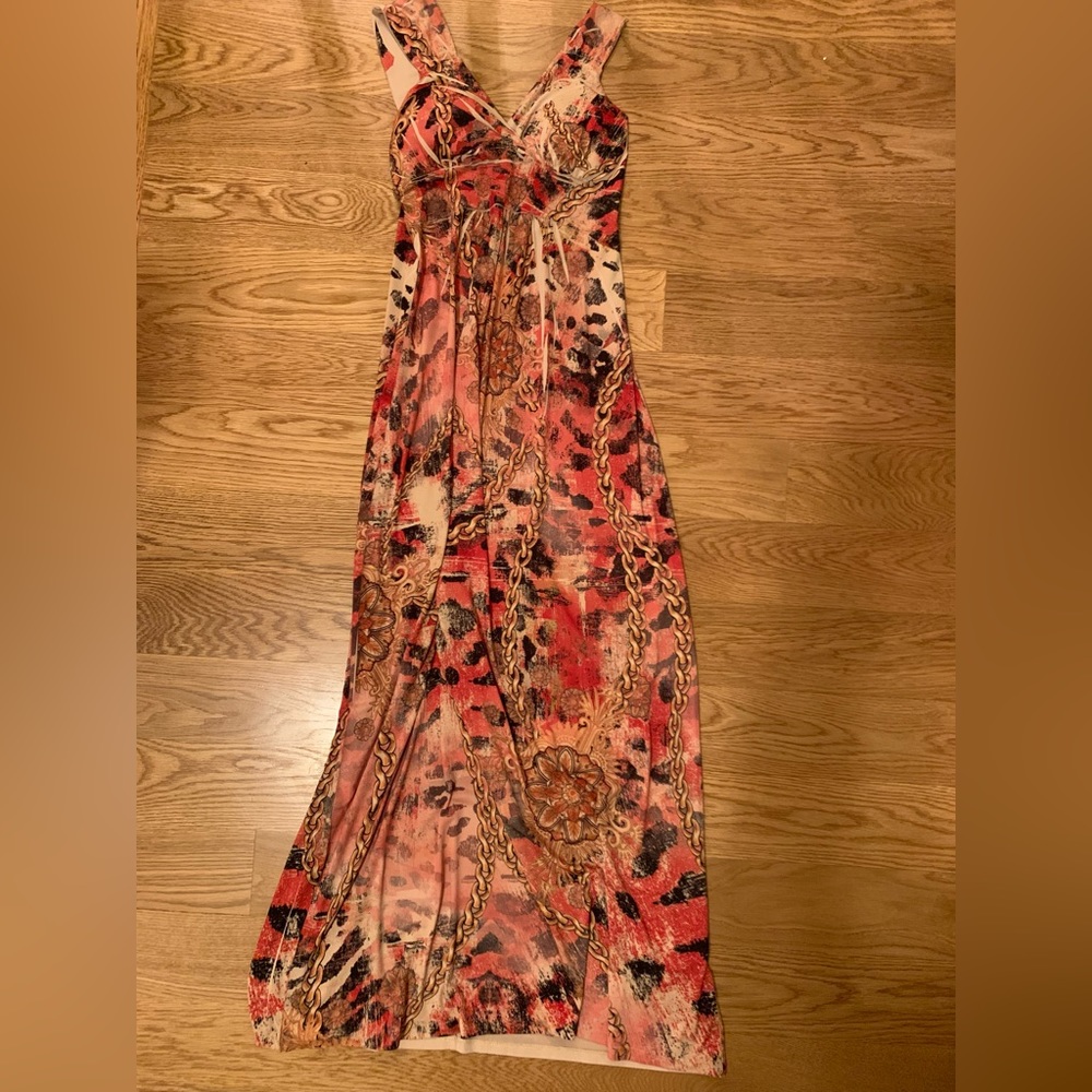 Orange and Tan Maxi Dress